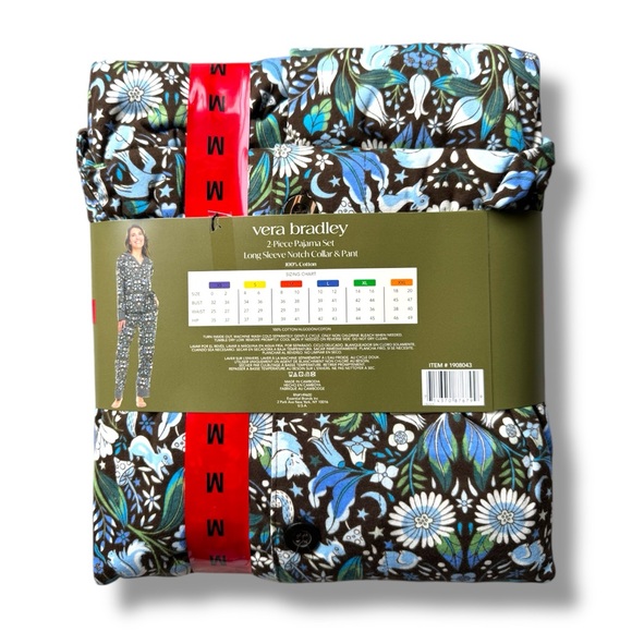 Vera Bradley Black and Blue Floral Pajama Set - Picture 2 of 4